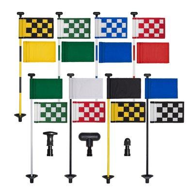 Checkered and solid flag colors.