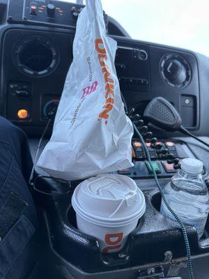 Coffee, bag w/ Hashbrowns and Empanada!