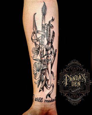 Forearm 'Art Utensils' Tattoo