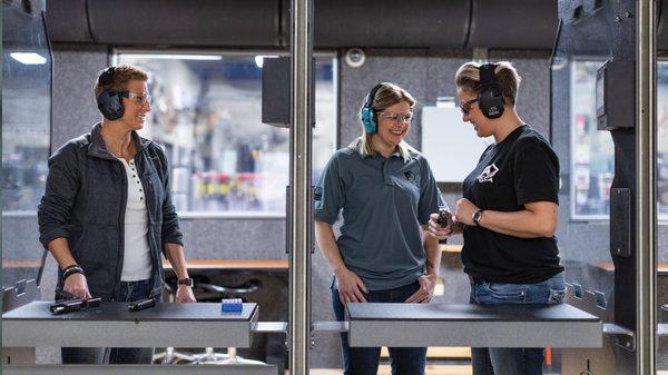 Students on the indoor range