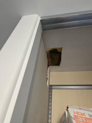 Unfinished drywall repair