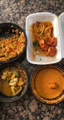 Biryani, paneer, chicken tikka and paneer tikka masala