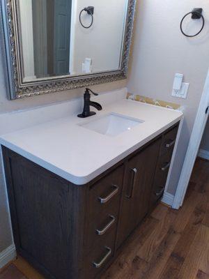 hand wash and cabinet installation