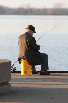 Fishing on the dock at Dobbin's Landing in Erie, PA