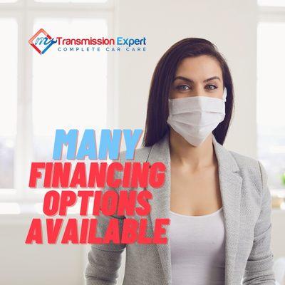 Many financing options and payment plans available for transmission rebuilding, repair, or general automotive work.