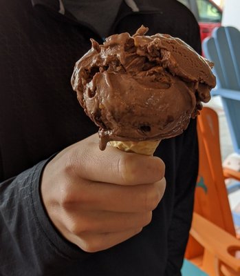 Single scoop of chocolate ice cream