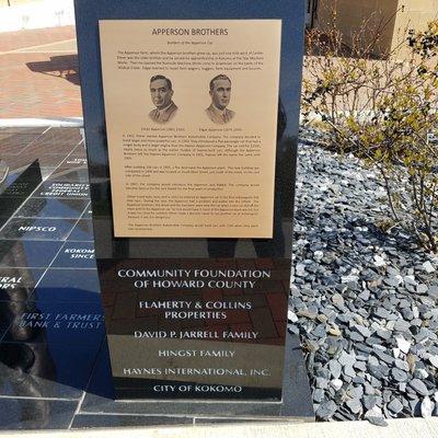 Dedication plaque to the local car builders, the Apperson Brothers