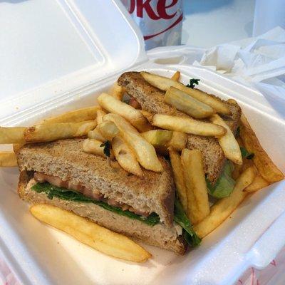 Tuna sandwich with fries