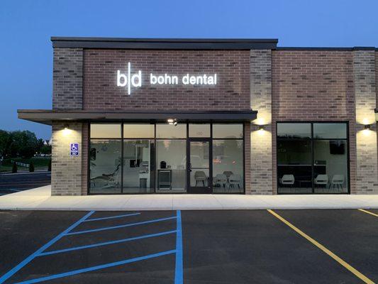 Check out the bohn dental exterior with our illuminated sign.