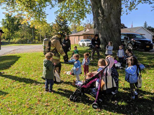 Fire safety lesson from a fire fighter.