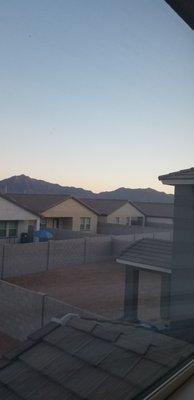 The South Mountains of Phoenix at sunset from our newly built master bedroom.