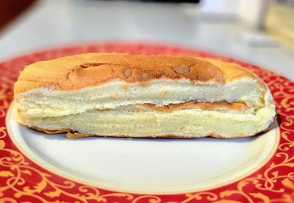 The bottom of the pork floss cake. Look closely, and you'll see the crepe like pancake.