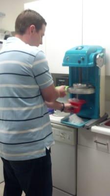 Snow cones at work!