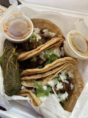 Lengua (beef tongue) tacos