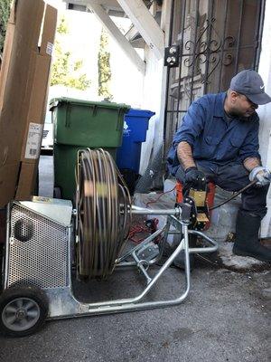 Certified Rooter llc Main line sewer machine Clogged Mainline clearing from clean out (310) 213-0052