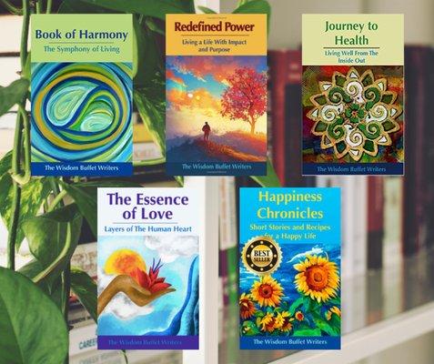 5 of the books in our 6 series.  Myself and several other feng shui consultants across the country wrote inspirational DIY tips for you.