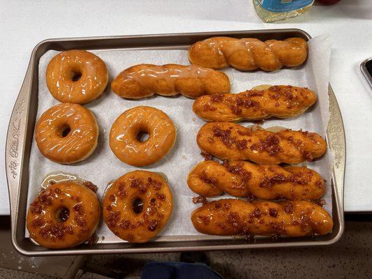 Donuts with maple bacon glaze