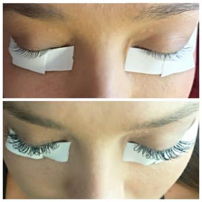 Before and after eyelash extensions. Rhaina is the best and most affordable you can find!