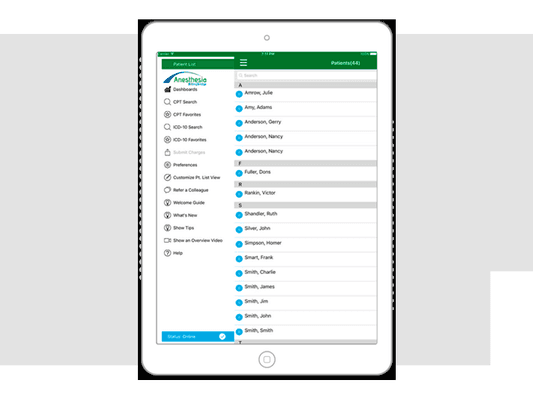 Hospital Charge Capture App for anesthesia providers