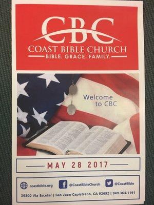 Coast bible church on Memorial Day weekend. Great family church