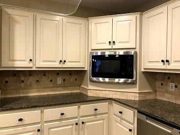 Painting kitchen cabinets is a big job but we can help advise to make easier for you to do it yourself, or have us complete the job for you.