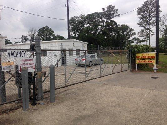 Front gate and office at Mini Storage facility