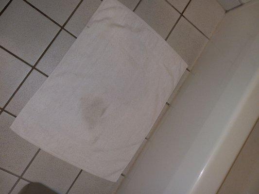 Bath towels with stains