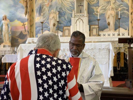 Special Happy birthday America on the Fourth of July Mass 2019 at Saint Anne's Catholic Church of St. Patricks Parish Columbia California