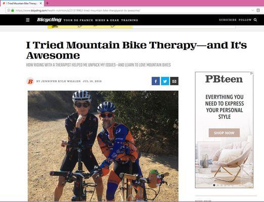 Article about Mountain Bike Therapy