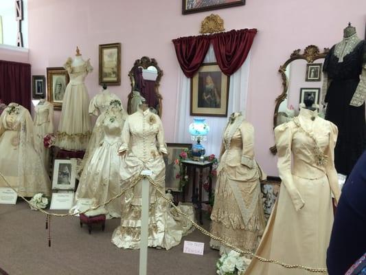 Victorian Bridal gowns on the right side of the shop