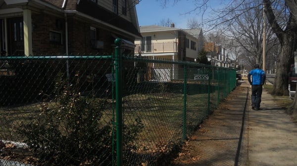 Green chain link fence