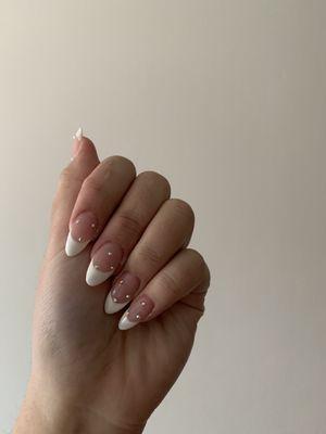 Full set French tip with gel and sparkles