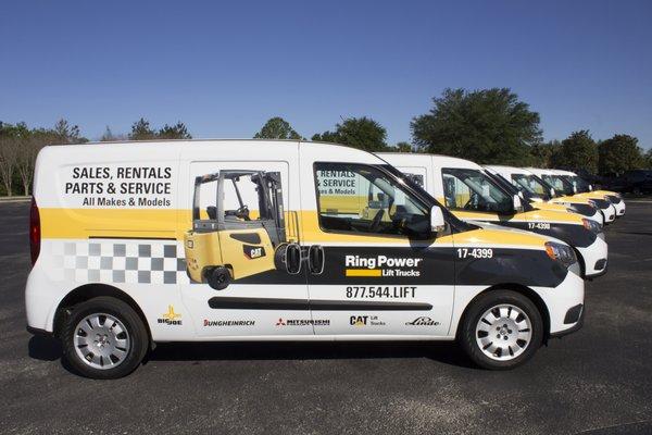 Vans to service the electric forklifts