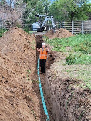 Installation of sewer line