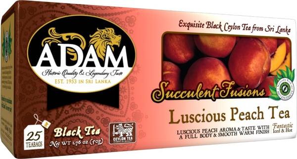 Succulent Fusions Luscious Peach Tea. Made with pure high grade black Ceylon tea and real peach.