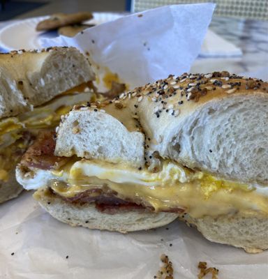 Bacon, egg, and cheese on an Everything, was outstanding!