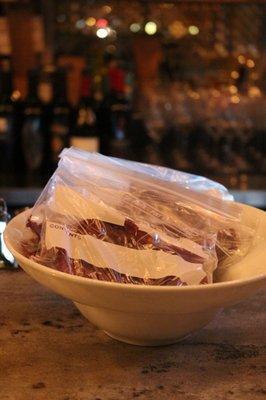 $5 jerky for sale on the bar