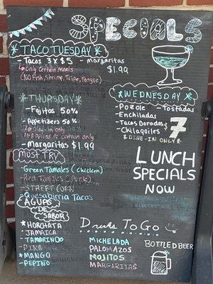 Daily specials and items not on regular menu like street corn (elote) and Quesabirria tacos!