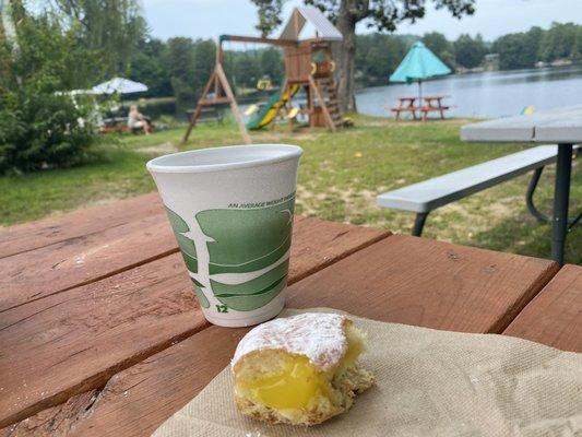 Delicious lemon donut with a view!