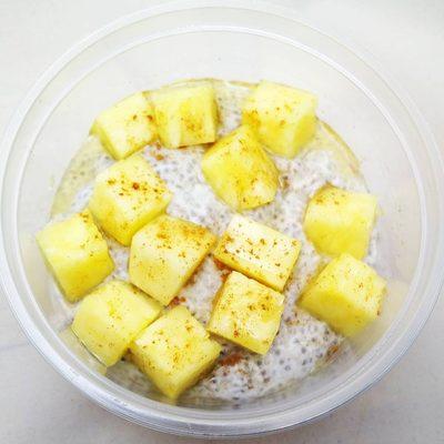 Chia Seed Pudding, pineapple, cinnamon.