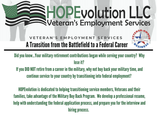 A Transition from the Battlefield to a Federal Career!