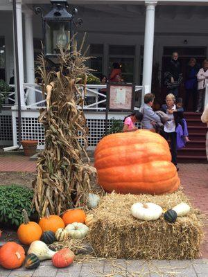 Fall decor in front of the Red Lion Inn