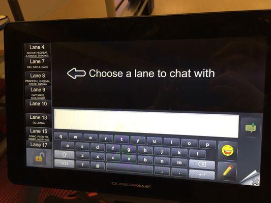 "Chat" with other lanes.