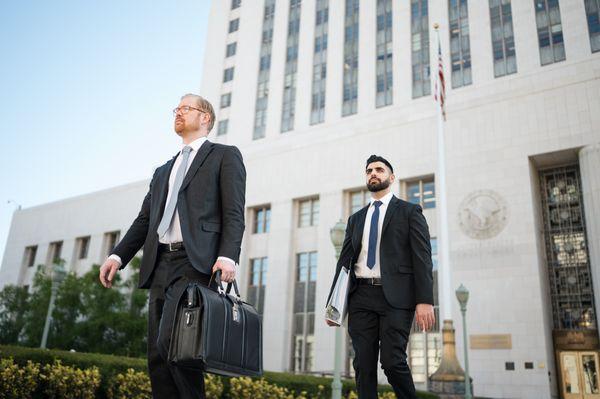 Point Law Group attorneys outside the courthouse.