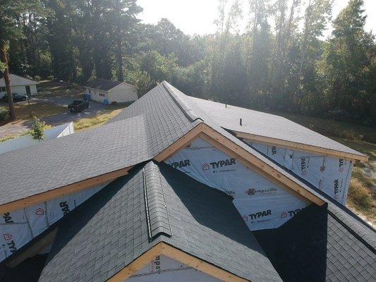 Roof is done!  Siding going on next!