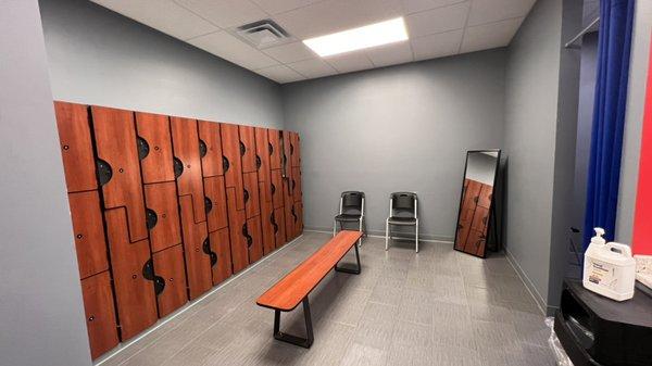 Men's locker room with showers