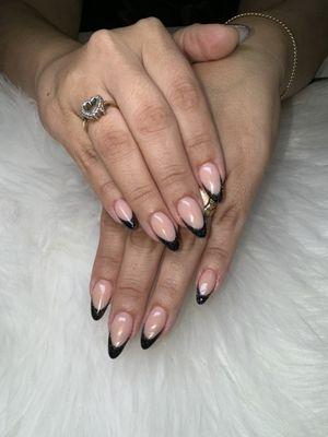 Almond Black French Tip