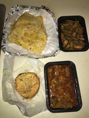 I ordered some delicious Doubles, Rotti, Curry Goat, and Okra to-go while I was shopping for other things.