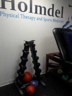 A dumbbell rack to get patients back in tip top shape and stronger than ever!