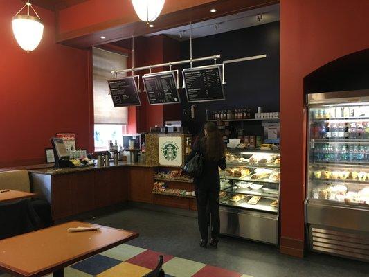 Interior of Everett Cafe, which serves Starbucks coffee!